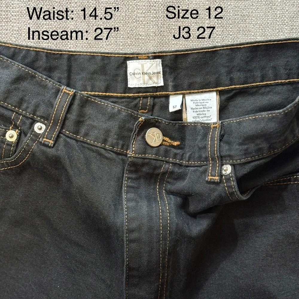 Calvin Klein Jeans Womens Black Wash Denim Straight Leg‎ Pants Size 12